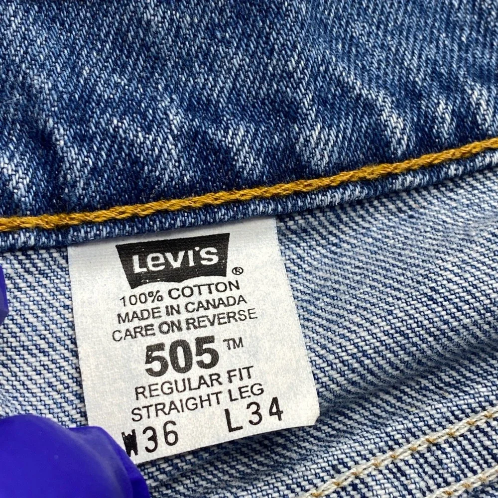 Levi's 505 Mens 36x34 Straight Leg  Denim Jeans Blue Made Canada Vintage 1998